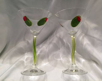 Martini Glasses with Olives