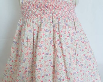 Gorgeous Floral Pinwale Corduroy Hand Smocked Baby Dress - sizes 0-3 months, 3-6 months, 6-9 months and size 1