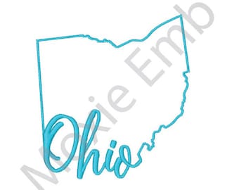 Ohio Machine Embroidery Design, State Embroidery Design