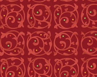 One Yard - MORE of This 'N That - Chervil in Claret Red - Cotton Quilt Fabric - Designed by Nancy Halvorsen for Benartex (W1921)