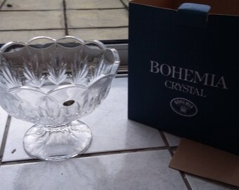 Massive Heavy Bohemia Crystal Czech Glass Bowl.Boxed
