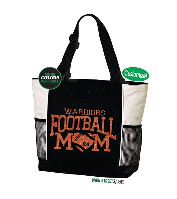 Items similar to FOOTBALL MOM TOTE. With Number. Football Mom Bag. Football Team Tote. Team ...