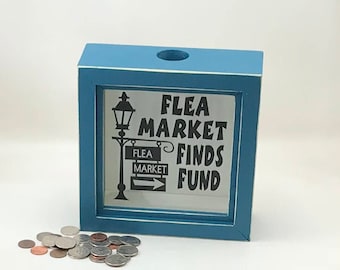 Flea Market Finds shadow box bank, piggy bank, coin collection savings box