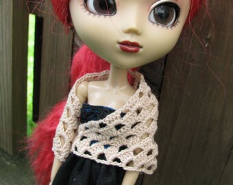 Small Beige Skull Shawl for Dolls fit Blythe and Pullip Dolls