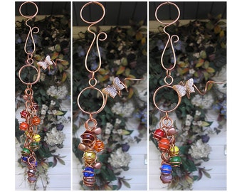 Rainbow Wind Chimes - Glass Wind Chimes - Copper Wind Chimes - Garden Decor - Garden Art - Dragonfly Wind Chimes - Butterfly Wind Chimes