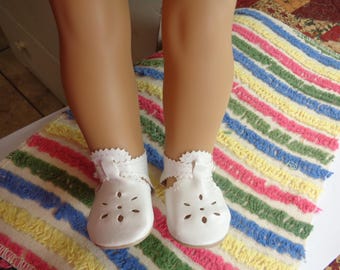 White Leather Doll Shoes for 18 inch Dolls- Shoes fit 18" Dolls like American Girl