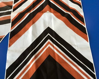 Vintage Neck Scarf 1970s Chevron Striped
