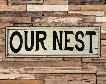 Our Nest Vintage Looking Shabby Chic Metal Sign Kitchen Home Wall Décor