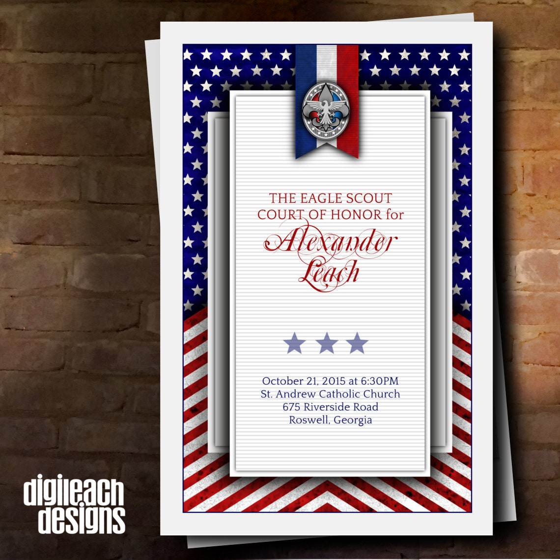 Eagle Scout Court of Honor Program Cover: Patriotic Flag