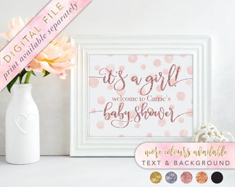 Baby Shower Sign, Printable, Baby Shower, It's A Girl, Girl Baby Shower, Baby Shower Decorations, Watercolour Confetti, Watercolour Signage