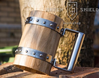 Wooden Beer Mug/ Tankard - Oak wood! Permanent Food safe Coating