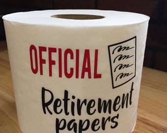 Novelty toilet paper Official Retirement Papers gag gift