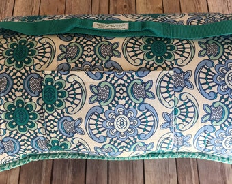 2" thick cushy EXTRA LONG Memory Foam Nap Mat in Aquatic Lace Designer Print with personalized embroidery