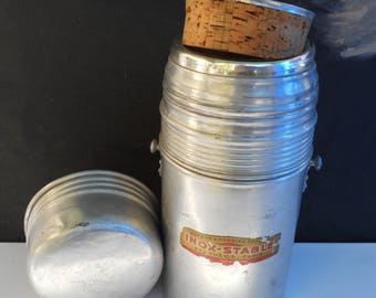 Thermos aluminum and glass THEOS Paris 1930