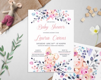 Piggy Baby Shower Invitation printable baby girl shower