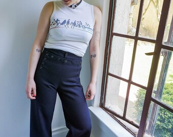 Vintage US Navy Wool High Waisted Sailor Pants / 13 Bottoms