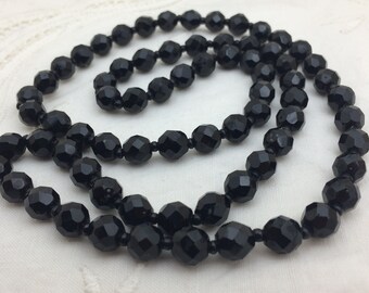 Black Onyx Necklace, faceted beads