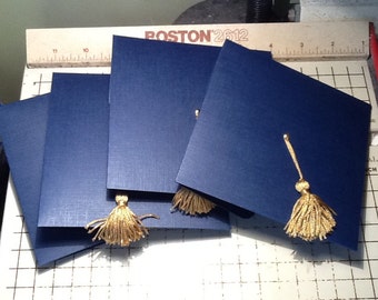 Graduation Cap Invitation or Announcement - Navy, High school, College, Unique