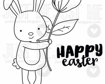 hoppy happy easter bunny digital stamp