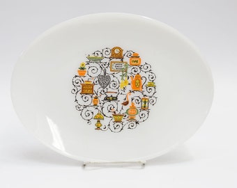Anchor Hocking Homestead Home Sweet Home Pattern Oven Proof Dinnerware Over Milk Glass 12" Platter