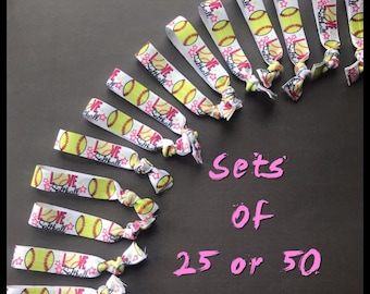 Softball Hair Ties - 25 or 50