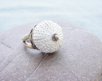 Sterling Silver Sea Urchin Ring White Sultan Ring