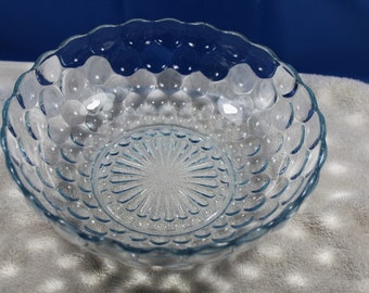 Bubble Bullseye 8 3/8" Large Berry Bowl Blue Anchor Hocking ONE
