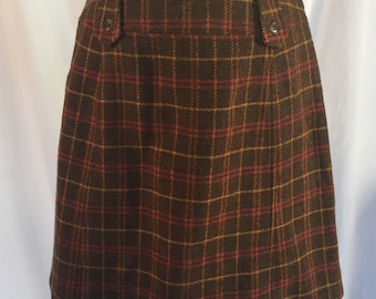 Vintage plaid wool mini skirt