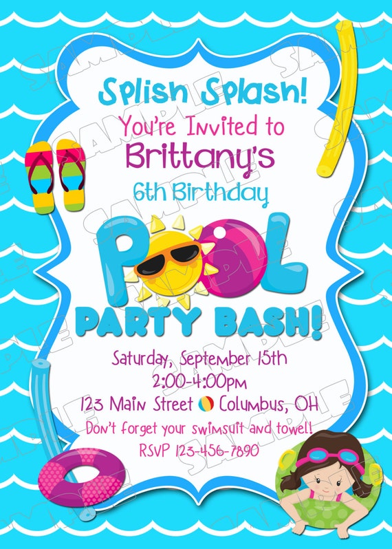 Birthday Invitations For A Pool Party 2
