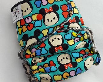 CLOTH DIAPER One Size (11-35#) Bamboo HYBRID Fitted,Tsum Tsum Diaper,Tsum Tsum,Minnie Diaper,Mickey Diaper,One Size Cloth Diaper,Baby Gift
