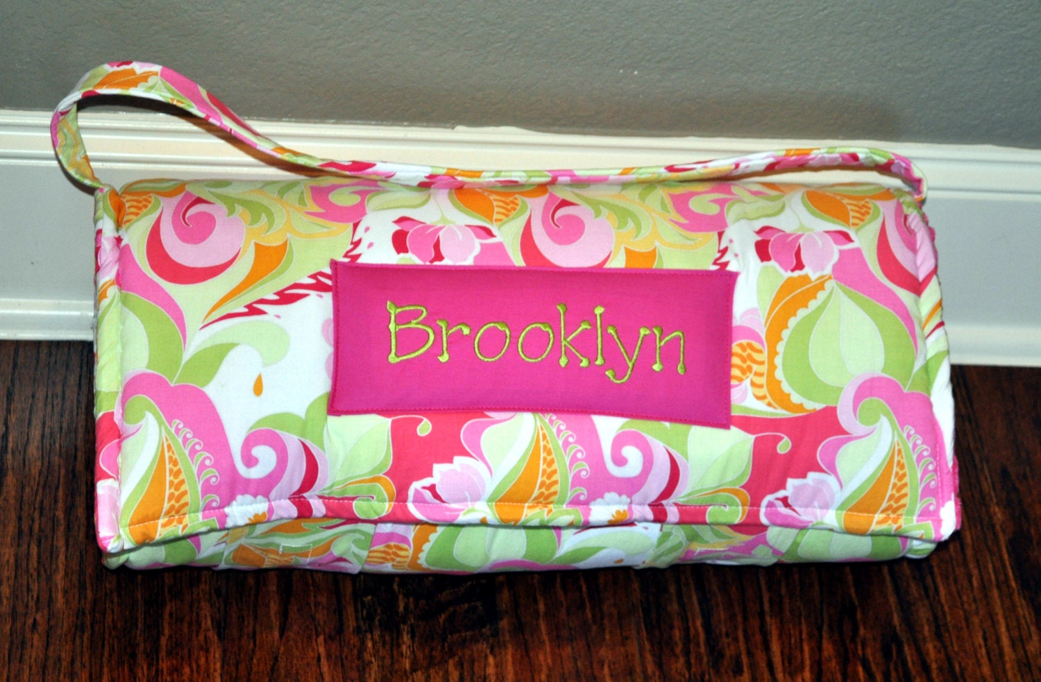 Nap Mat Monogrammed Extravaganza Pink Flower Nap Mat with