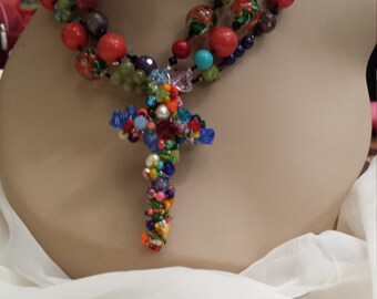three strand beaded necklace designed by petronella designs