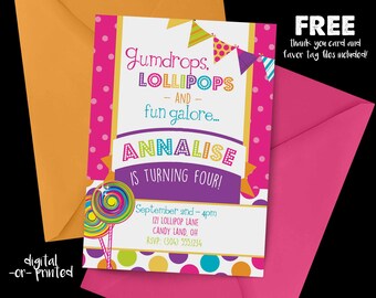 Candy Shop Birthday Invitation, First Birthday Invitation, Candy Birthday, Sweet Shop Invitation, Candy Shoppe, Sweet Shoppe, Rainbow