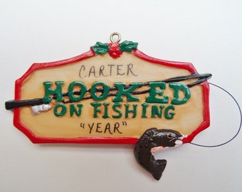Hooked on Fishing Personalized Christmas Ornament - Personalized Ornament for Fisherman