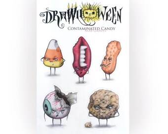 Halloween Candy Furious Foods Sticker Sheet - by Mab Graves