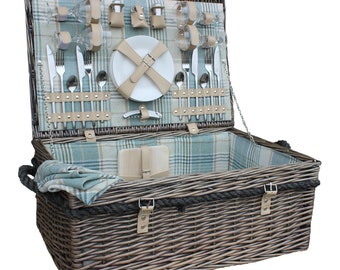 Luxury 4 Person Quintessential British Classic Rope Handled Picnic Basket / Picnic Hamper / Inspiring a Very English Day at the Races
