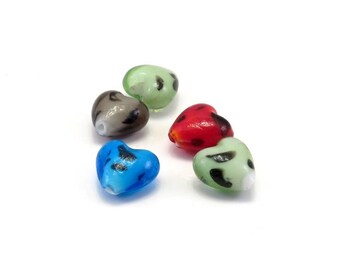 Set of 5 speckled hearts black