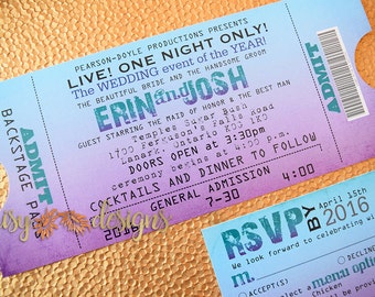 Concert Ticket Invitation / Wedding Ticket Invite / Concert Ticket wedding invitation