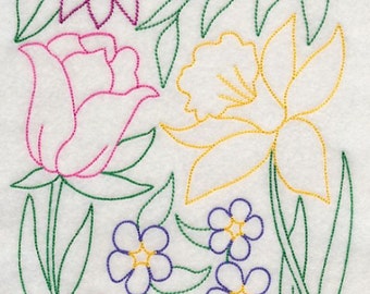 Spring Blossoms Embroidered Towel | Kitchen Towel | Flour Sack Towel | Embroidered Tea Towel | Vintage Style Kitchen Towel | Dish Towel