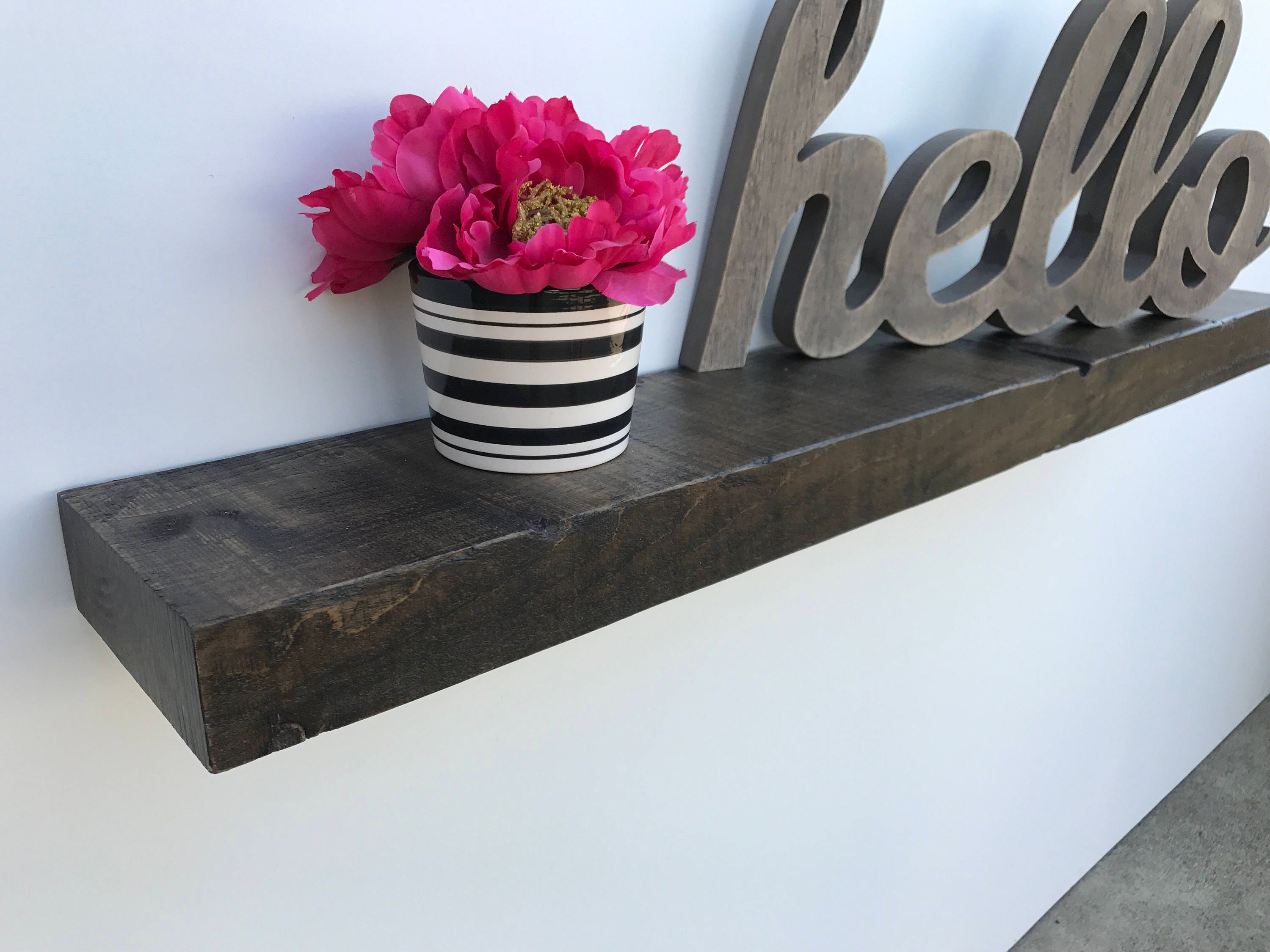 Rustic floating shelf reclaimed barn wood style