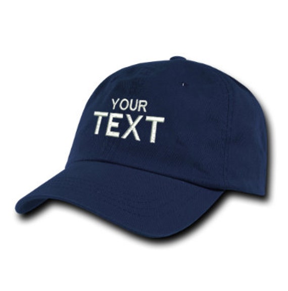 Navy baseball caps embroidered with ship name