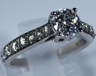 IGI Certified “Forever” 18k White Gold 1.00ct Diamond Accent Engagement Ring