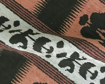Burgundy Navajo Woven Pile Velvet Upholstery Fabric