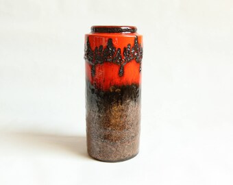 Vintage, West German Pottery Vase, Scheurich 203-22, 1960s, Fat Lava, Retro