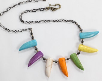 Bone & Gunmetal Chain Necklace