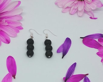 Simple Lava Rock Bead Earrings - Diffuser Earrings