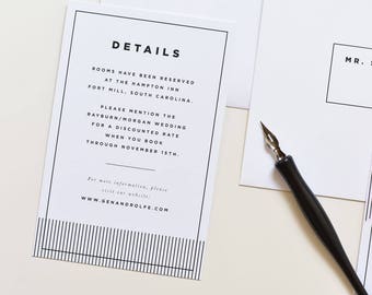 Modern Simple Information Card | Simple Wedding Info Card, Accommodations Card, Wedding Insert Card, Simple Insert Card, Modern Info Card