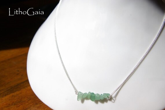 Aventurine Bar necklace on Silver 925 necklace, Aventurine Gemstone, birthstone necklace, Aventurine jewelry, Minimalist Aventurine Necklace