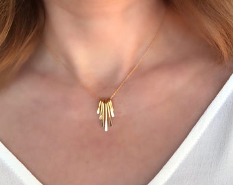 Silver Fringe necklace. Sterling Silver Bib necklace. Simple Geometric necklace. Delicate necklace. Minimalist Layering jewelry
