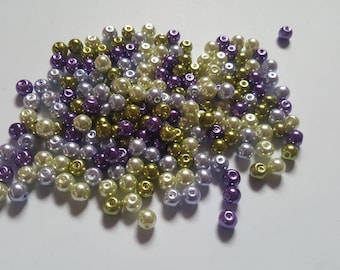 Lavender garden pearl mix, Glass pearl mix, Glass pearl beads, Bead mix, Bead soup, Glass pearls, Glass beads, Pearl beads, Jewellery making